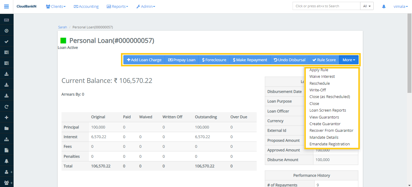 Create Loan - Loan Active