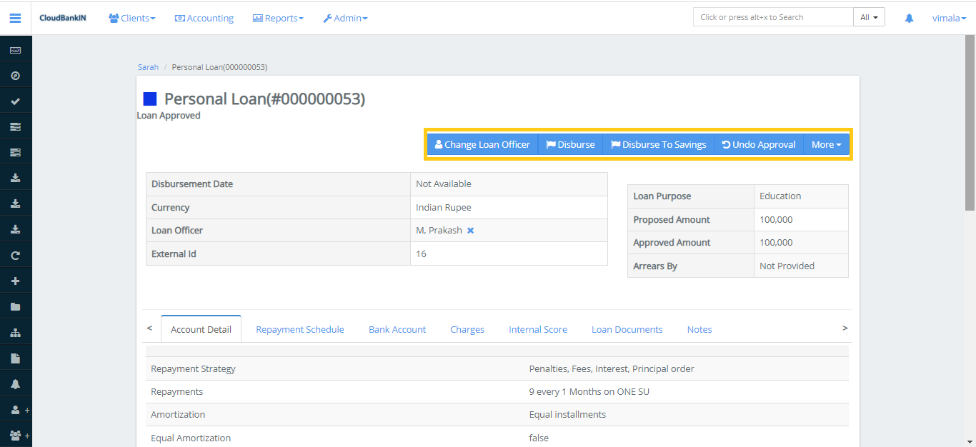 Create Loan - Loan Approved