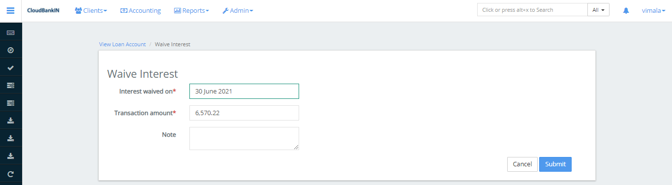 Create Loan - Waive Interest1