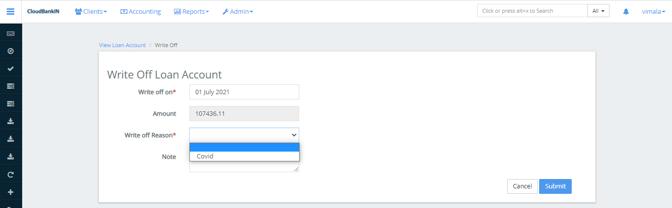 Create Loan - Write-Off1