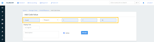 Manage Code - Add Code Values