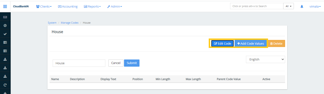 Manage Code - Edit Code