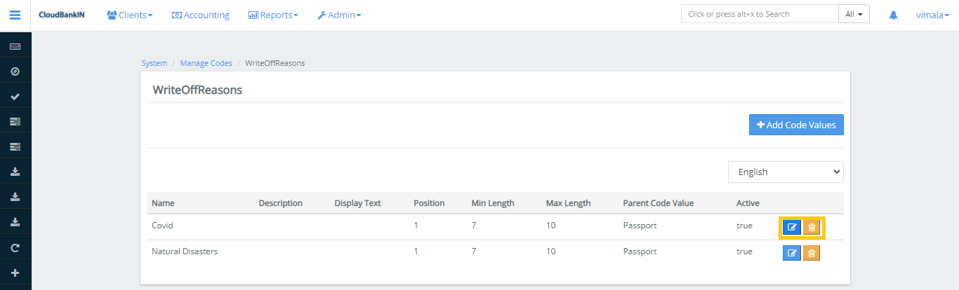 Manage Code - Edit or Delete