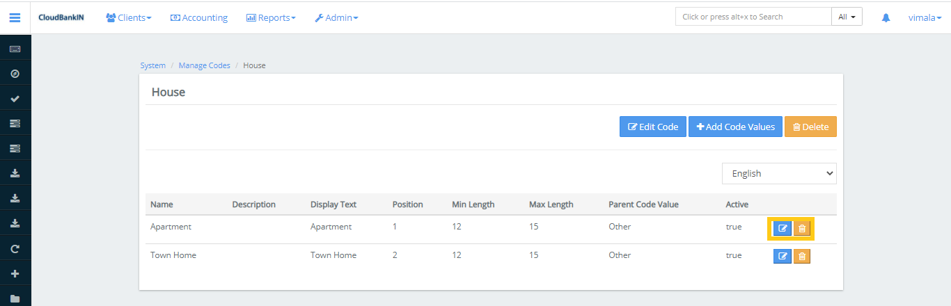 Manage Codes - Code Preview