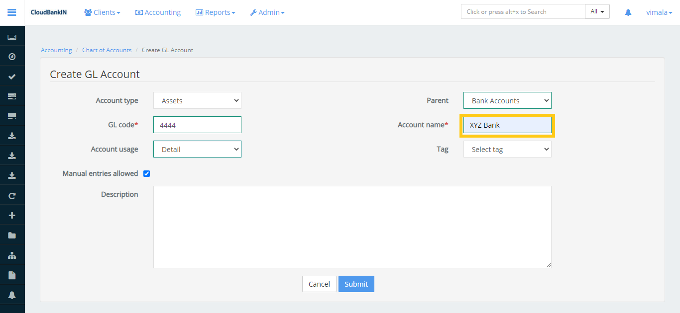Payment Type - Account Entry