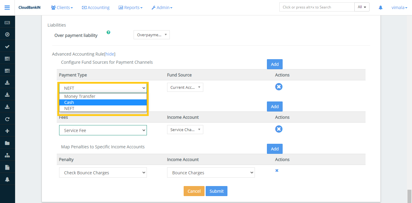 Payment Type Options